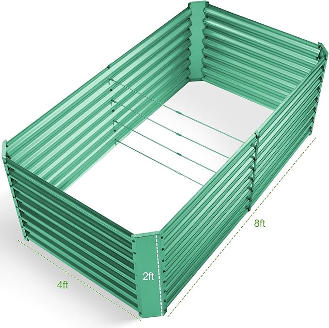 Land Guard 8×4×2 ft Galvanized Raised Garden Bed Kit, Galvanized Planter Raised Garden Boxes Outdoor, Oval Large Metal Raised Garden Beds for Vegetables(Green)…