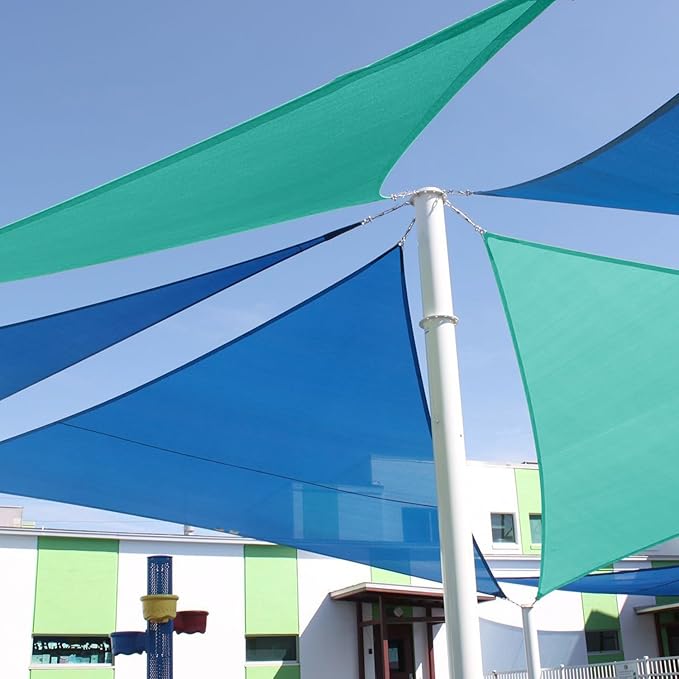 E&K Sunrise 13' x 13' x 13' Sun Shade Sail Triangle Canopy Shade Cover UV Block for Patio Backyard Garden Outdoor (Turquoise)