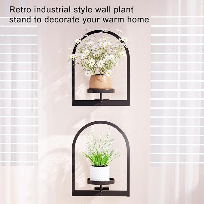 Wall Plant Holder, Wall Planter for Indoor Plants, Window Plant shelves for Multiple Plants Indoor Outdoor, Framed Plant Holder for Home Decor (3 Pack)