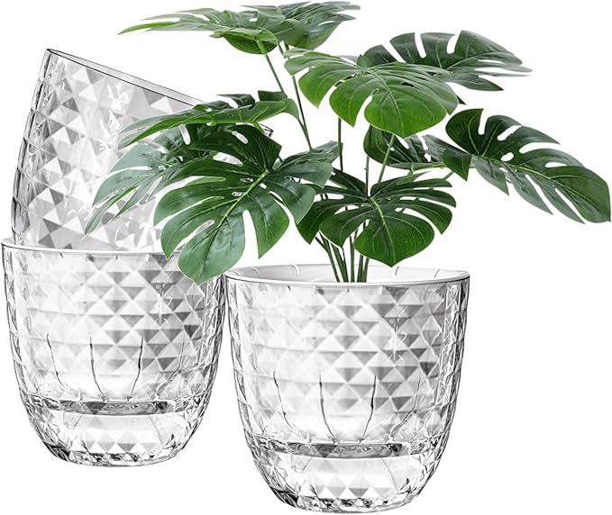 Self Watering Pots for Indoor Plants, Flower Pots, Self Watering Plant Pot-3pcs 6inch Clear