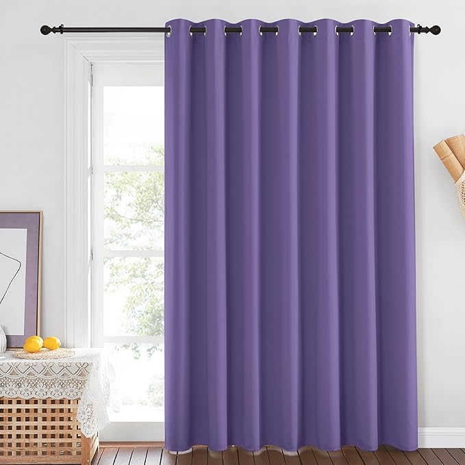NICETOWN Blackout Lilac Purple Curtain 84 inches Long, Energy Saving Thermal Drape Grommet Sound Reducing Light Blocking Window Treatment for Baby Nursery Bedroom, 1 Panel, W100 x L84