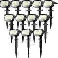LANSOW Solar Spot Lights Outdoor, [12 Pack/76 LED] 2-in-1 Solar Landscape Spotlights, 3 Modes IP65 Waterproof Dusk to Dawn Solar Powered Flood Wall Lights for Outside Yard Garden Pathway(Cool White)
