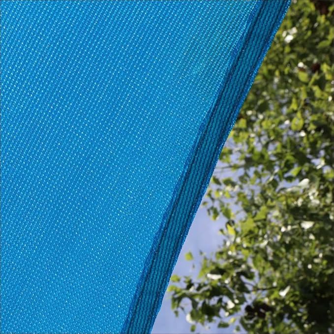 Amgo 14' x 14' x 14' Blue Triangle Sun Shade Sail Outdoor Canopy Awning UPF50+ AGTAPRT12, 95% UV Blockage, Water & Air Permeable, Commercial Standard Heavy Duty (We Make Custom Size)