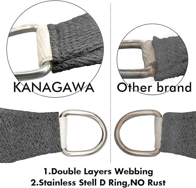 KANAGAWA 10'X16' Dark Gray Custom Size Sun Shade Sail Rectangle UV Block Canopy Cover for Patio Backyard Lawn Garden Outdoor (Customized Available)