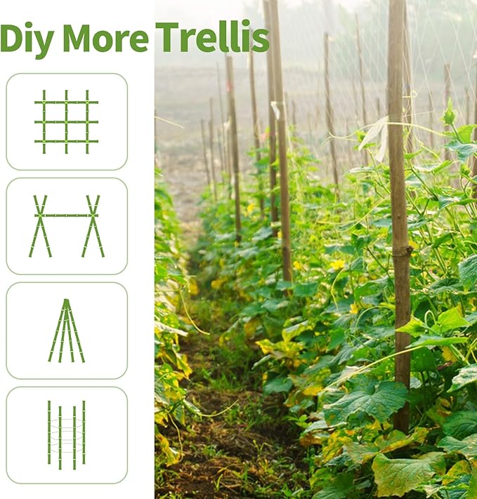 Plant Stakes, 4FT Natural Bamboo Garden Stakes, 25Pcs Bamboo Plant Stakes,Bamboo Sticks for Tomato,Beans,Vegetable and Climbing Plants