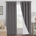 H.VERSAILTEX Linen Blackout Curtains 108 Inches Long 100% Absolutely Blackout Thermal Insulated Textured Linen Look Curtain Draperies Anti-Rust Grommet, Energy Saving with White Liner, 2 Panels, Grey
