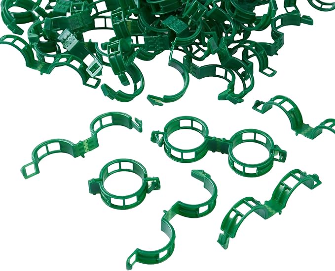 100 Pcs Plant Support Clips,Plastic Clips for Securing Plants,Tomato Vine Clips,Plant Fixing Clips,Garden Clips for Climbing Plants,Grape and Vine Vegetables (100, Green)