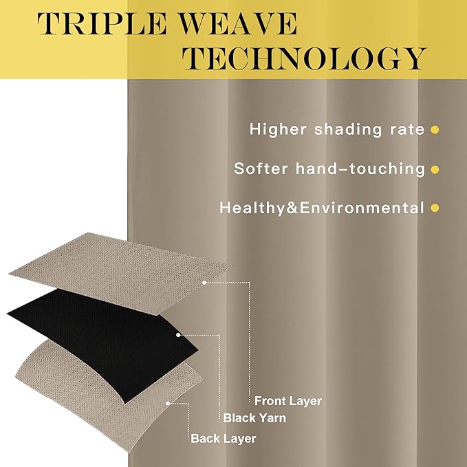 NICETOWN Bedroom Curtain Room Darkening Drapery 102 inches Length - Home Fashion Thermal Insulated Grommet Room Darkening Curtain for Living Room (Taupe, 1 Panel, 52 x 102 inches)