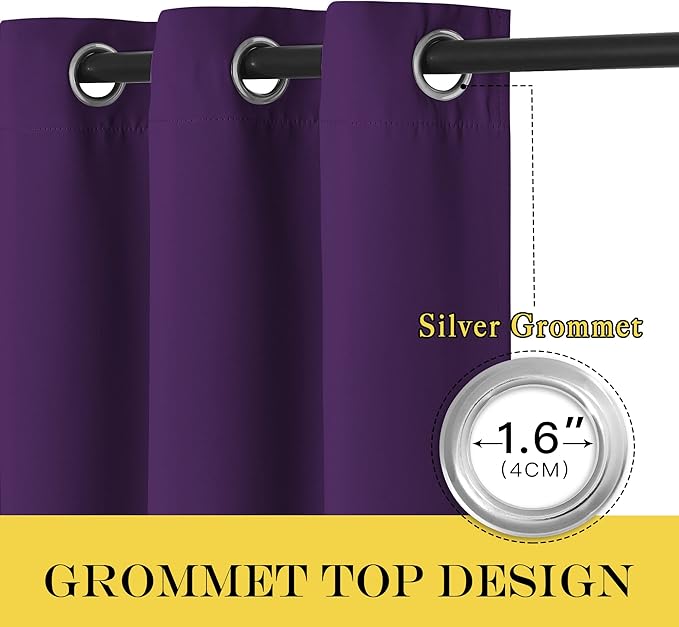 NICETOWN Room Divider Curtain 132 Inches Long, Wide Blackout Sliding Door Curtain for Bedroom, Room Darkening Privacy Window Curtain for Patio Door (1 Panel Set, Royal Purple, 80 x 132 Inch)