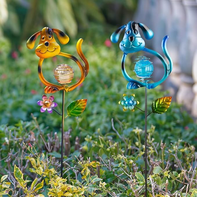 Solar Outdoor Garden Lights,27.4''H Solar Dog Statues Outdoor Lights,Waterproof Solar Decorative Garden Stakes for Lawn Patio Pathway, Solar Lights for Outside for Mom,Women,Dog Lovers