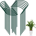FEED GARDEN 12 Pack Plant Support Stakes, Peony Cages and Supports, Metal Garden Plant Stake(10" Wide x 16" High) Green Half Round Plant Support Rings for Outdoor Indoor Plants, Tomato, Hydrangea
