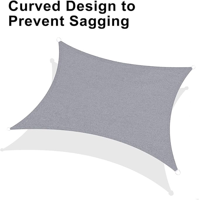 LOVE STORY Custom Size 7'x12' Silver Grey Sun Shade Sail Rectangle UV Block Canopy Patio Sail Sunshades Fabric for Outdoor Garden Carport (We Make Custom Size)