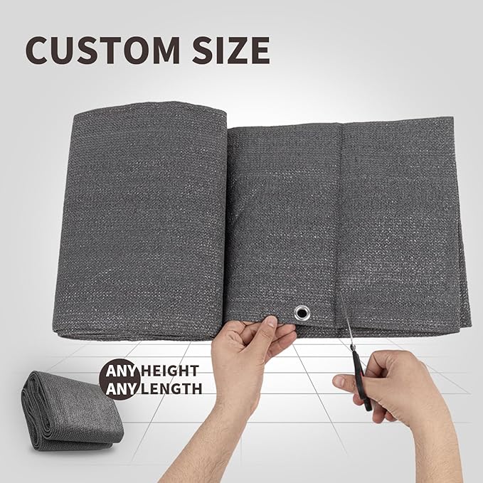 LOVE STORY Custom Size 2'6''x29' Dark Grey Balcony Privacy Screen,UV Block Privacy Fence Screen,90% Shield for Outdoor Pool Garden Apartment Railing