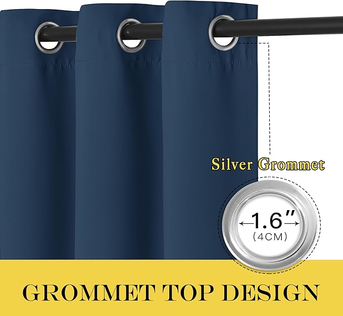 NICETOWN Sliding Door Window Treatment Blackout Patio Door Curtain Panels, Privacy Thermal Drapes for Bedroom Living Room Department with Grommet Top (Moroccan Blue, W66 x L110)