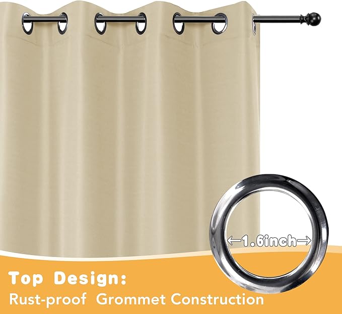 HolidayIdeas Outdoor Curtains for Patio Waterproof, 4 Panels - 54 x 95 Inch - Privacy Protection & Light Filtering Curtains Cream Grommet Outside Curtains for Porch, Gazebo, Pergola, Backyard