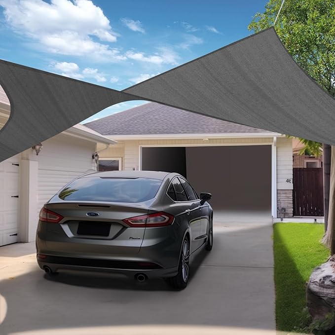 KANAGAWA Sun Shade Sail 13'x20' Dark Gray Rectangle UV Block Canopy Awning Shelter Fabric Cloth Screen for Outdoor Patio Garden Backyard