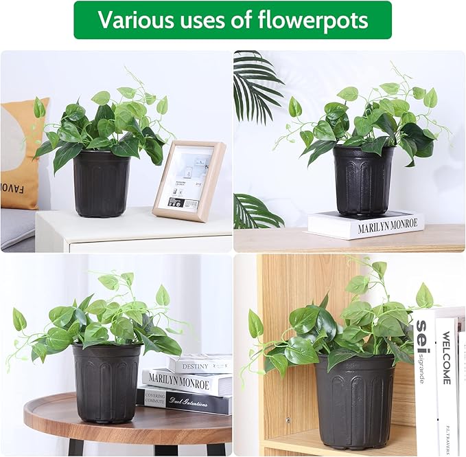 JERIA 50-Pack 1 Gallon Flexible Plant Nursery Pots with 50Pcs Plant Labels,Thickened Soft Plastic Seedling Pots,Seed Starting Pot Flower Plant Container for Succulents，Seedlings