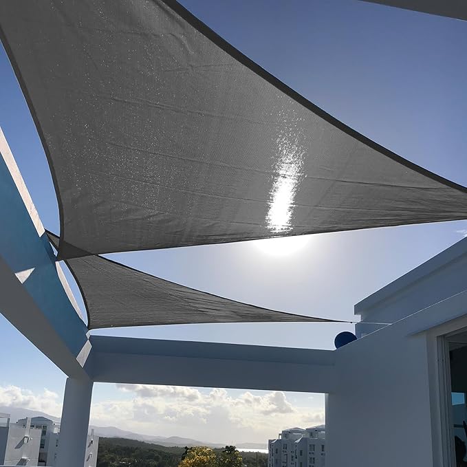 SUNNY GUARD Sun Shade Sail 12' X 12' X 17' Triangle Dark Grey UV Block Sunshade for Backyard Yard Deck Patio Garden Outdoor Activities and Facility(We Make Custom Size)