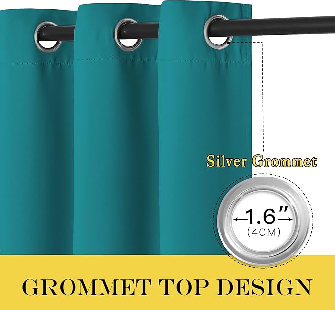 NICETOWN Patio Door Curtain Sound Blocking, Bedroom Privacy Room Divider Curtain, Thermal Insulated Blackout Closet Sliding Door Shade (1 Panel, 100" Wide x 120" Long, Peacock Teal)