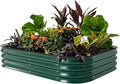 Vego garden Aluzinc Raised Garden Bed Kits, 11" Tall 6 in 1 Modular Metal Raised Planter Bed for Vegetables Flowers Patio Ground Planter Box-British Green