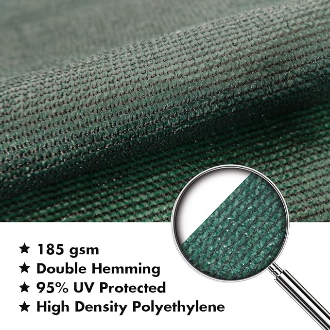 KANAGAWA 8'X10' Dark Green Custom Size Sun Shade Sail Rectangle UV Block Canopy Cover for Patio Backyard Lawn Garden Outdoor (Customized Available)