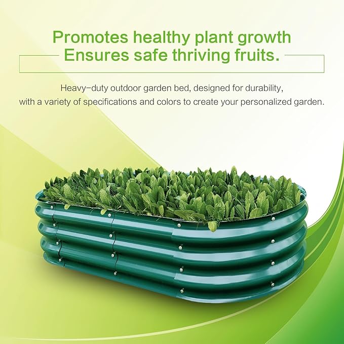 Gardmax 2 Pack Galvanized Raised Garden Bed, Lightweight Planter Boxes Outdoor with Easy Assembly, Large Garden Bed for Vegetables, Fruits, Flower Dark Green