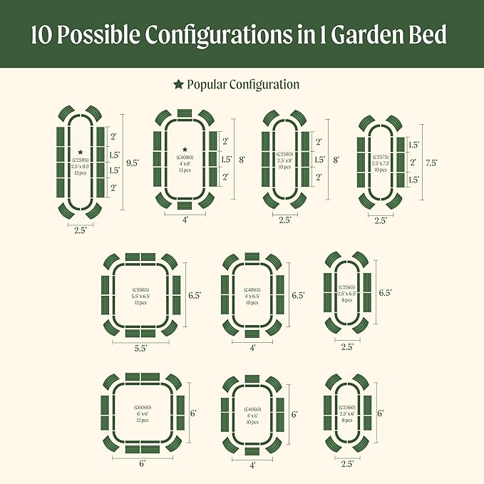 Vego garden 26" Extra Tall Raised Garden Bed Kits, 10 in 1 Modular Raised Planter Box for Vegetables Flowers Fruits Oval Metal Raised Garden Pearl White