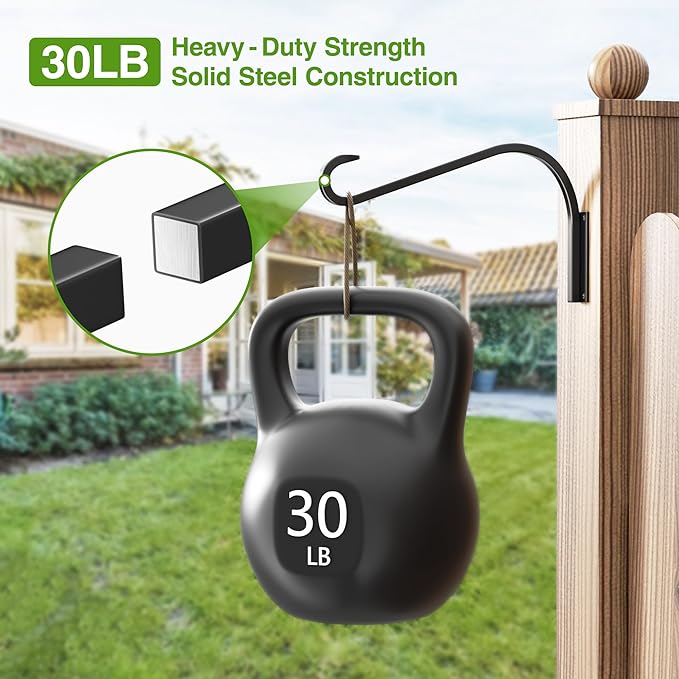 12 Inch 4 Pack Plant Hangers for Indoor/Outdoor Wall Mount - Heavy Duty Hanging Plant Holder & Bird Feeder Hooks, Decorative Black Metal Wall Hangers for Plants, Flower Baskets