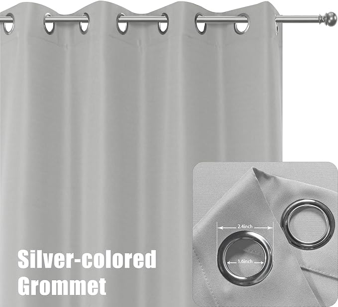 BONZER Outdoor Curtains for Patio Water Resistant Heavy Privacy Light Filtering Grommet Outside Curtains for Porch, Pergola, Gazebo, 1 Panel, 84W x 84L inch, Silver