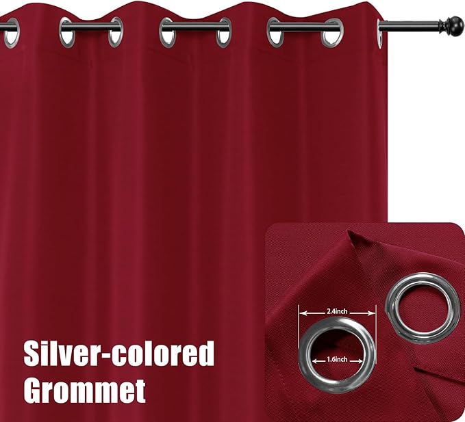 BONZER Outdoor Curtains for Patio Waterproof Thick Privacy Extra Wide Grommet Light Filtering Outside Curtains for Porch Pergola Gazebo Deck, 1 Panel, 150W x 95L inch, Red