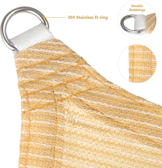 Eden's Decor Straight Flat-Edged Sun Shade Sail Rectangular 9' x 12' Beige UV-Blocking Outdoor Canopy Fabric Cloth Awning for Pergola Patio Garden Backyard Custom Size