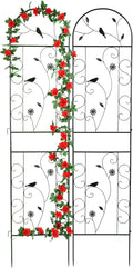 Metal Garden Trellis for Climbing Plants, 2 Pack 86.5" x 19.7" Black Plant Trellis Outdoor, Clematis Rrellis Outdoor, Arched Decoration Suitable for lawns, Gard