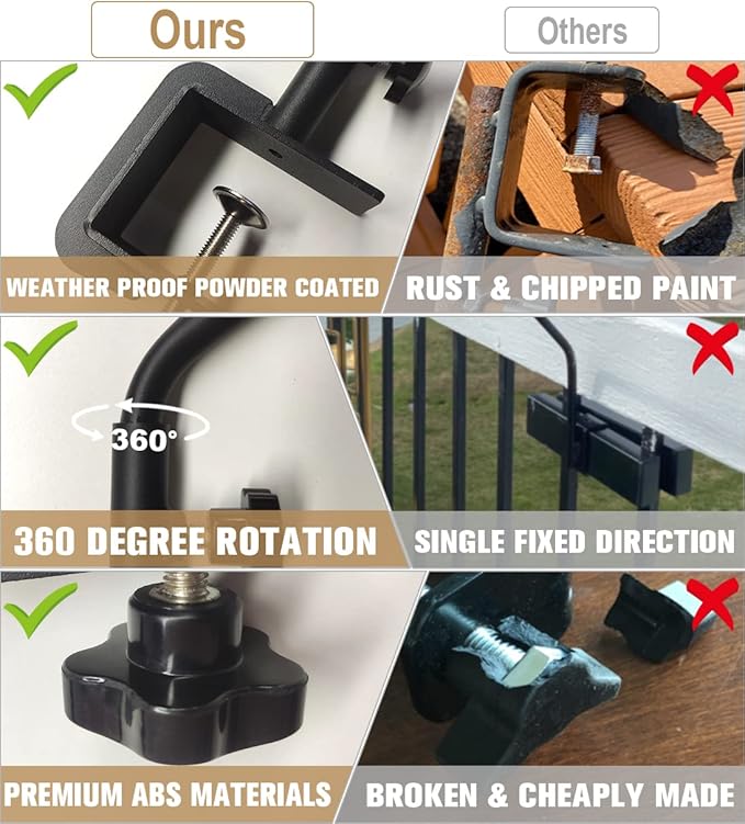 38 Inch Extended Reach Deck Hook Hanger for Railing, Heavy Duty Outdoor Plant Hook Holder for Hanging Bird Feeder Flower Basket Planter or Lanterns, 2 Packs
