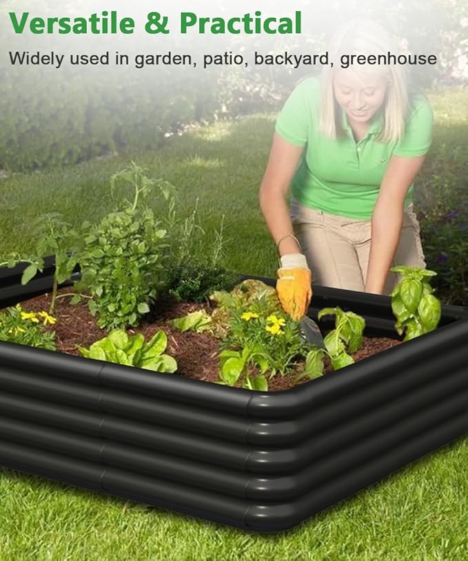 3.0x1.8x1.0ft Raised Garden Bed Kit, Rustproof PP Material Garden Box, Flower Bed with Tool-Free Assembly Design, Rectangular Planter Boxes for Outdoor Vegetables Flower Fruit Herb, Black