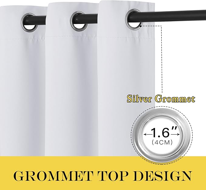 NICETOWN Room Darkening Window Curtains for Farmhouse - Easy Care Solid Thermal Insulated Grommet Doorway Drape for Bedroom/Living Room (1 Panel, W66 by L90, Greyish White)