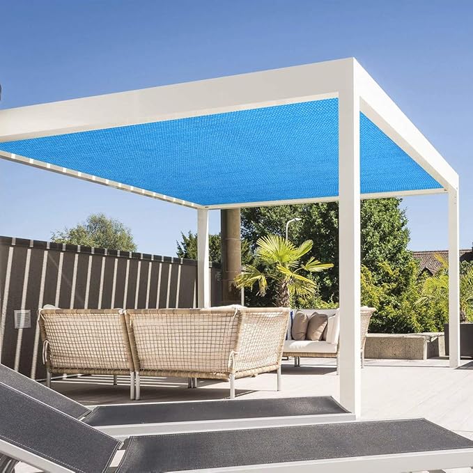 Eden's Decor Straight Flat-Edged Sun Shade Sail Rectangular 4' x 20' Blue UV-Blocking Outdoor Canopy Fabric Cloth Awning for Pergola Patio Garden Backyard Custom Size