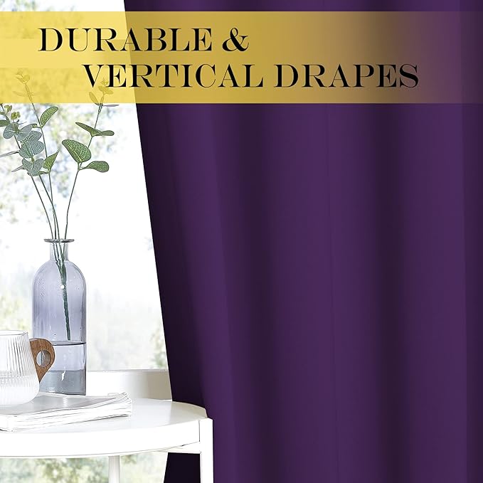 NICETOWN Room Divider Curtain 132 Inches Long, Wide Blackout Sliding Door Curtain for Bedroom, Room Darkening Privacy Window Curtain for Patio Door (1 Panel Set, Royal Purple, 80 x 132 Inch)