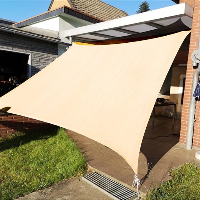 KANAGAWA 14'X22' Cream Custom Size Sun Shade Sail Rectangle UV Block Canopy Cover for Patio Backyard Lawn Garden Outdoor (Customized Available)