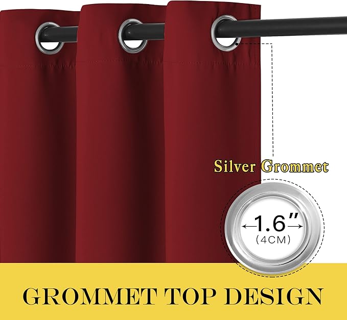 NICETOWN Blackout Drapery Curtain Panel - Thermal Insulated Solid Grommet Blackout Curtain/Panel/Drape for Living Room(Single Panel, 52 by 54-inch, Burgundy Red)