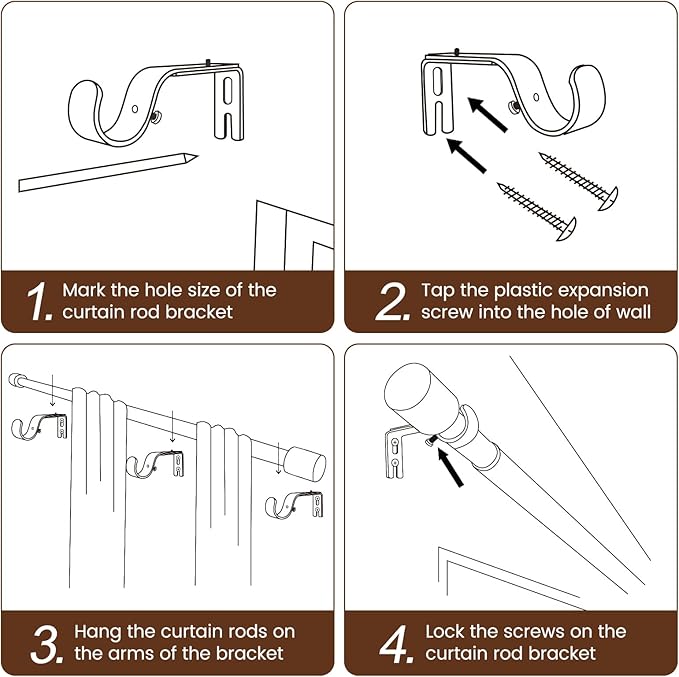 1” Diameter Curtain Rods Itself is 30 to 170 inch 1 Pack Fit 30-168 inch Window with Heavy Duty Adjustable Rod Matte Black Splicing Metal Extra Long Curtain Rod for Windows