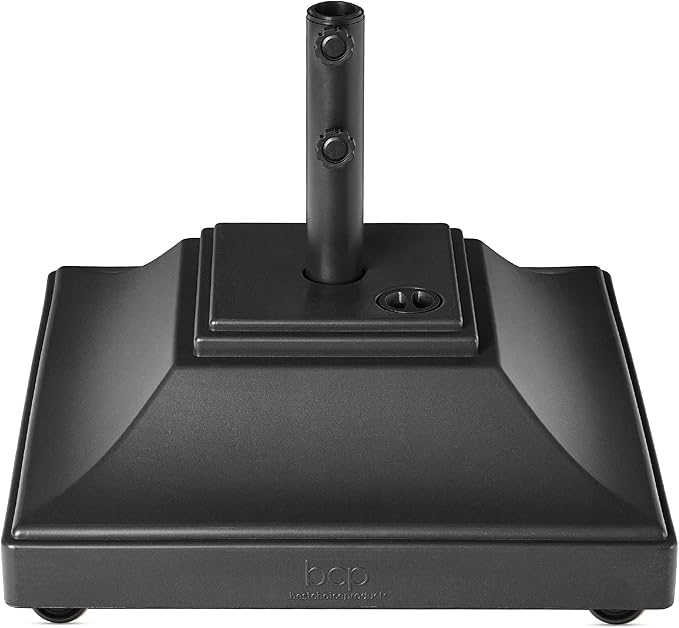 Best Choice Products Fillable Mobile Umbrella Base, Heavy Duty Base, Square Tiered Market Stand for Patio, Deck, Outdoor w/ 4 Wheels, 2 Locks, 2 Knobs, 120lb Capacity - Black