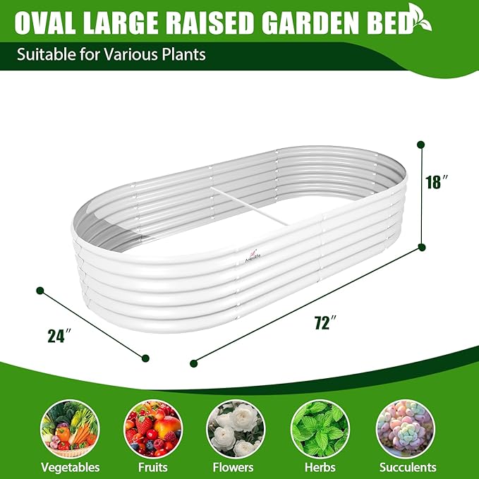 A ANLEOLIFE 6-Pack 4X4X1.5ft & 6X2X1.5ft Deep Root Galvanized Raised Garden Beds Outdoor for Planting Vegetables Flowers Herb, Antique White
