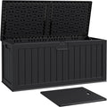 Patiowell 240 Gallon Large Outdoor Storage Box, Waterproof Deck Box with Fixed Divider, Lockable and Durable Patio Storage Solution for Patio Furniture and Garden Tools (Black)
