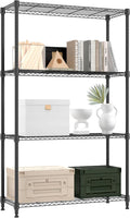 1000 lbs 4 Tier Shelf Metal Storage Shelves Shelving Wire Rack Heavy Duty Closet Organizers for Garage Kitchen Bathroom Laundry Black 13.8" D x 35.4" W x 59.5" H