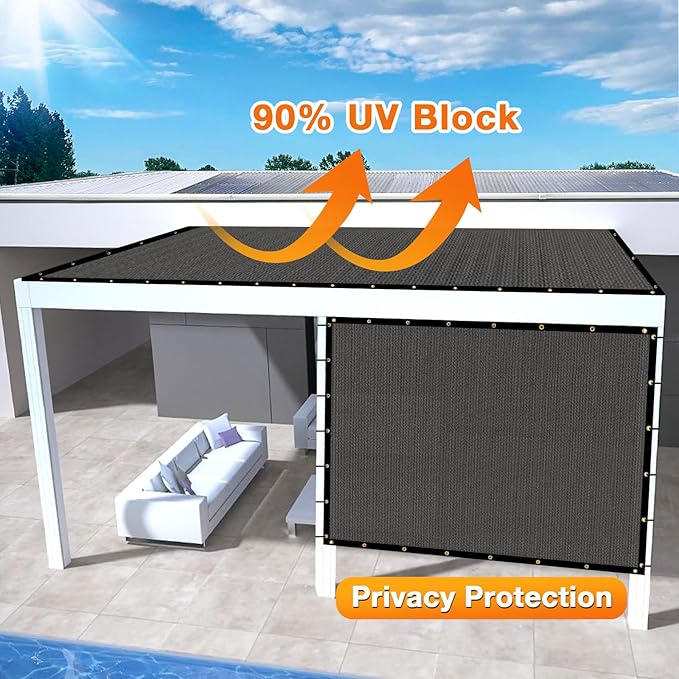 Artpuch Outdoor Pergola Shade Cover 15x22 FT Sun Shade Cloth with Grommets Dark Grey 90% UV Protection Canopy Patio Privacy Screen (Customized Available)