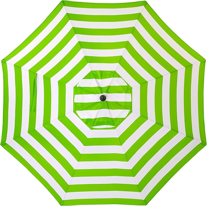 Sunnyglade 9' Patio Umbrella Outdoor Table Umbrella with 8 Sturdy Ribs (Grass Green and White)