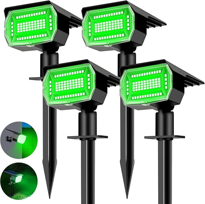 nipify 4 Pack Solar Spot Lights Outdoor, Solar Powered Waterproof Spotlight, Landscape Lighting for Outside Yard Garden Pathway,Green