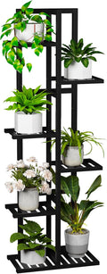 6 Tier Bamboo Plant Stand Indoor, Wood Tall Flower Holder Corner Tiered Plant Shelf for Multiple Plants (Black)