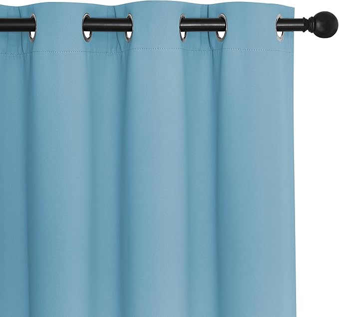 NICETOWN Sliding Door Curtain 108 Inches Long - Blackout Thermal Insulated Grommet Room Divider Privacy Drape for Patio Glass Door, 1 Panel, Teal Blue, 100 Inch Extra Wide