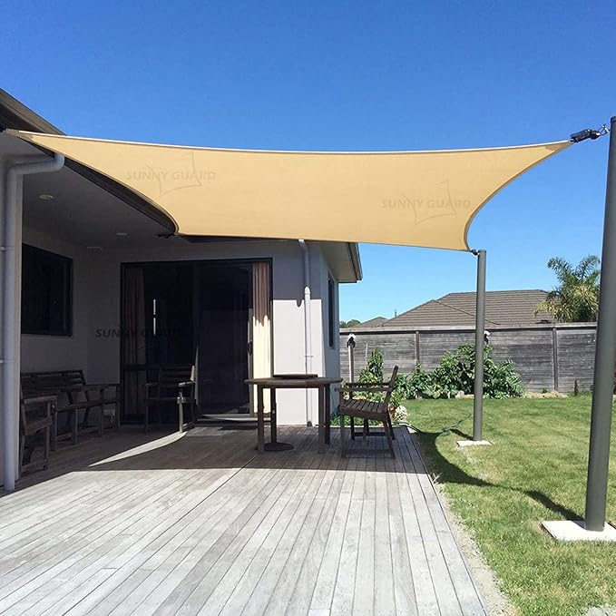 SUNNY GUARD Custom Size 5'x7' Sand Sun Shade Sail Rectangle UV Block Shade for Backyard Yard Patio Deck Garden(Customized)